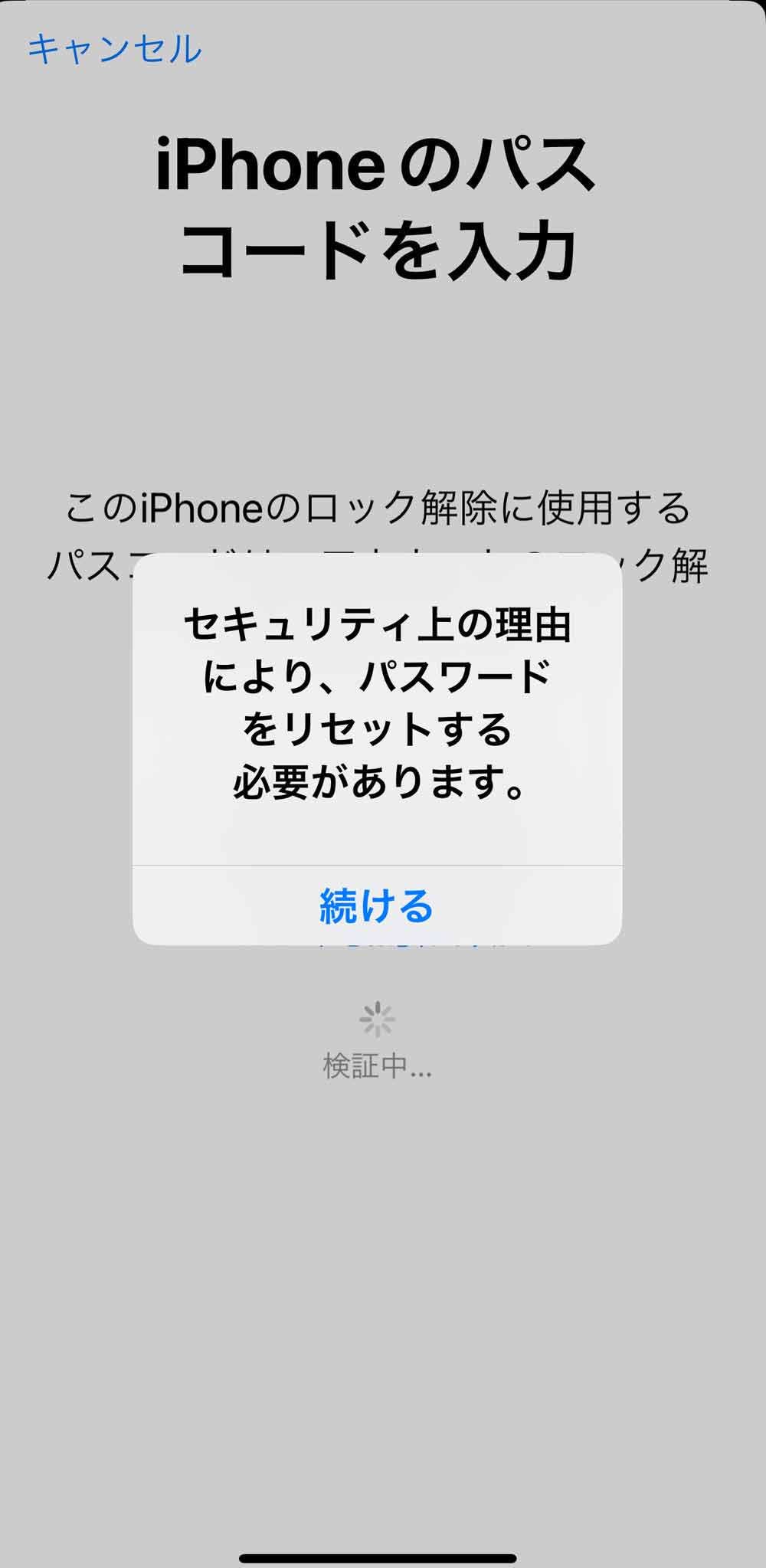 パスワードリセットの警告画像